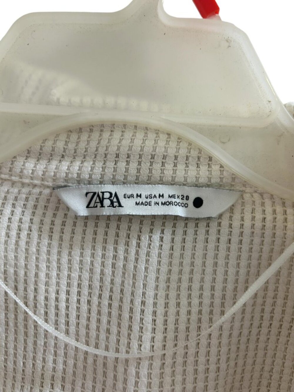 Zara White Waffle Knit Twist Front Crop Top Size Medium - Picture 10 of 11